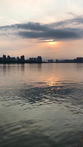 广东清远北江夕阳风景视频