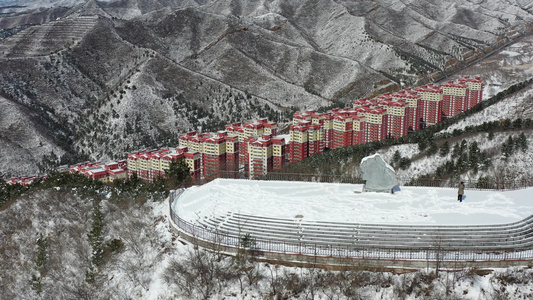 航拍县城雪后雪景视频