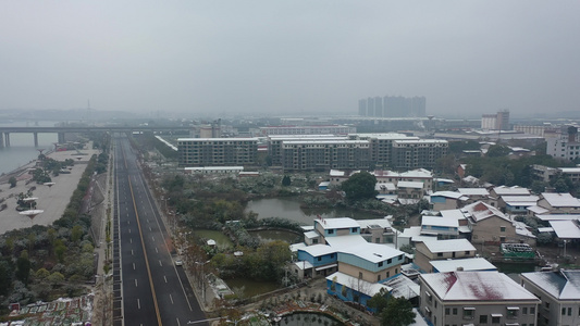 航拍衡阳冬季城市下雪美景南方下雪视频