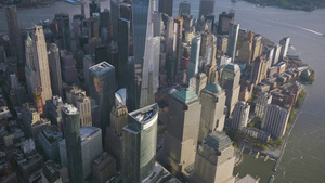 曼哈顿下城与世贸中心一号楼的城市景观15秒视频