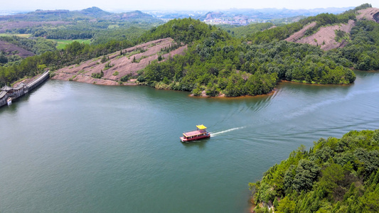 5A风景区弋阳龟峰景区丹霞湖泊游船航拍合集4K视频