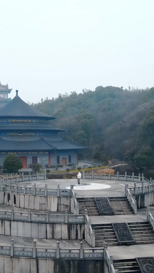 航拍非遗杭州太极八卦坛风景区全景35秒视频