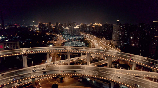 航拍南浦大桥夜景4K视频