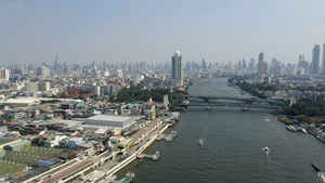 4K无人机航拍鸟瞰泰国曼谷城市中心建筑湄公河26秒视频