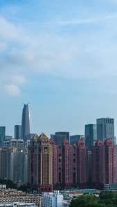 深圳城市夕阳斜照最高楼平安大厦建筑群视频