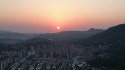 日落晚霞夕阳航拍视频