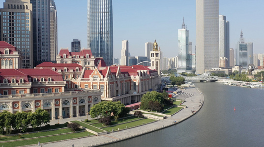 天津城市风光市中心摩天大楼航拍4K视频视频