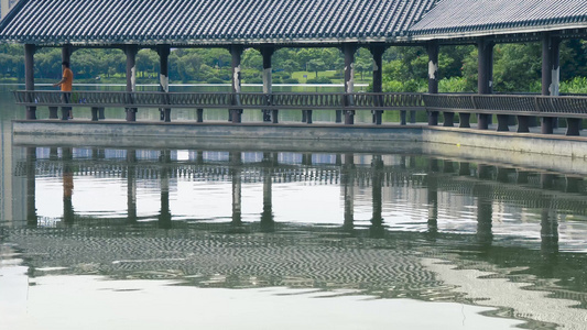 广东清远飞来湖湿地公园的古建筑视频