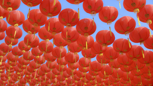 中华镇地区新年传统灯笼视频