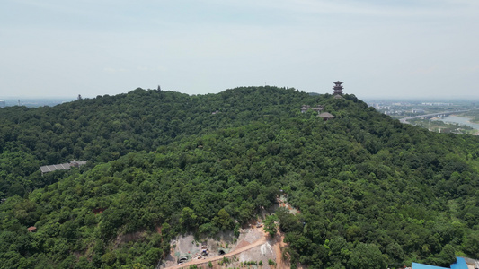 航拍湖北鄂州西山风景区4A景区视频