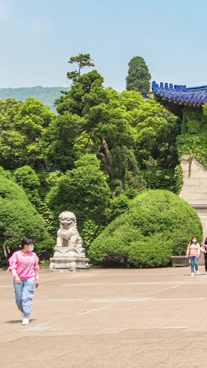 南京中山陵5A景区节假日人流延时钟山风景区8秒视频