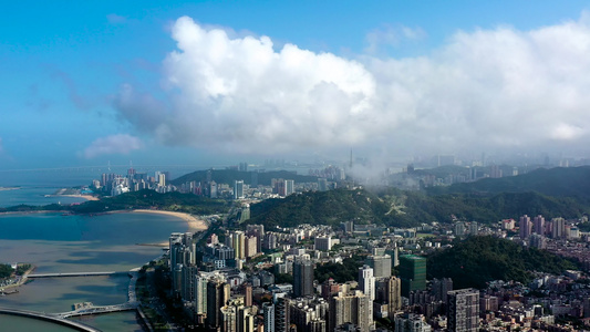 珠海雨后航拍云卷云舒视频