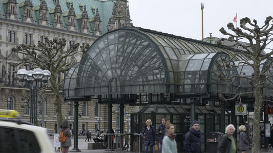 德国汉堡公交站市政厅视频