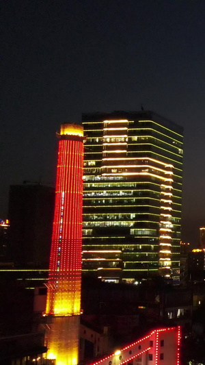 高清航拍广州珠江城市风光晚霞夜景城市傍晚41秒视频