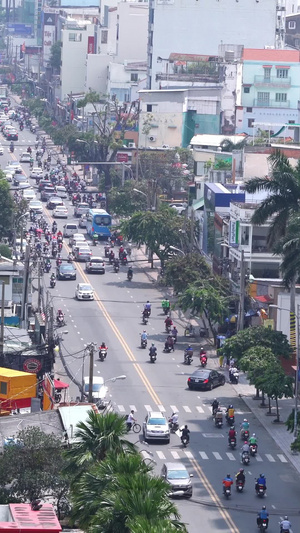 越南城市街道航拍21秒视频