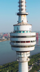 环绕航拍风光城市武汉地标电视塔长江江景素材城市风光视频