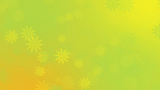 带花朵的抽象多彩绿色和黄色背景视频