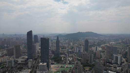 无锡城市风光三阳广场高楼建筑航拍视频