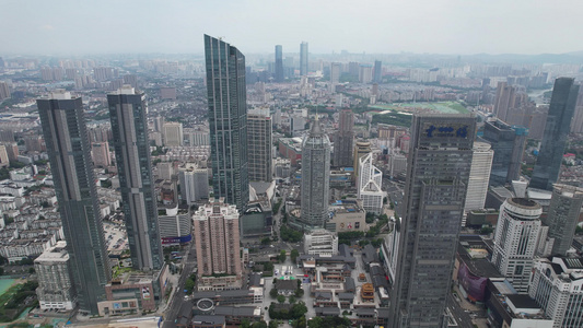 无锡城市风光三阳广场高楼建筑航拍视频