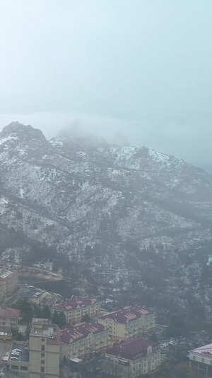 航拍青岛浮山森林公园被雪覆盖青岛市区最高峰44秒视频