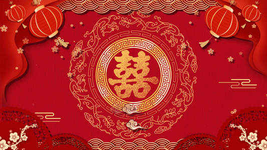 喜庆传统大红色婚礼仪式背景视频