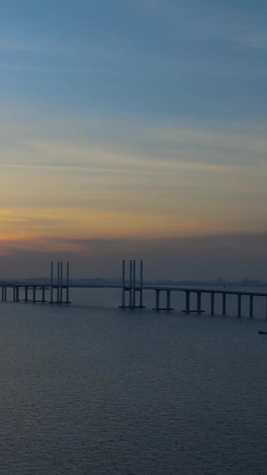 青岛跨海大桥超美日落青岛胶州湾34秒视频