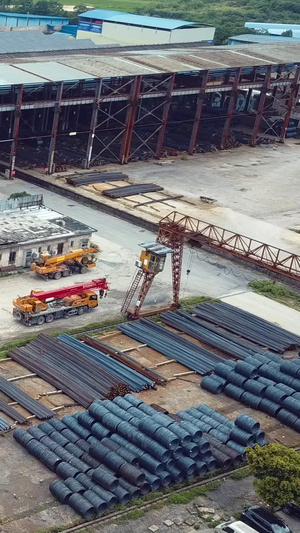 高清航拍储运站工业厂房仓储物流生产线57秒视频