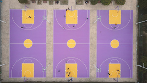 航拍城市运动体育健身篮球赛4k素材55秒视频