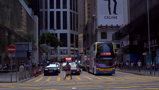 香港叮叮车车流行人街景视频