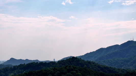 航拍晨曦中的西湖名胜风景区西湖群山视频