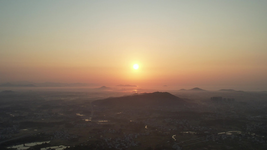 乡村清晨日出朝阳航拍视频