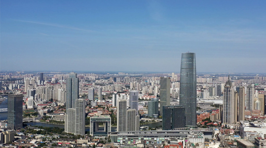 天津中心城区高楼群航拍视频