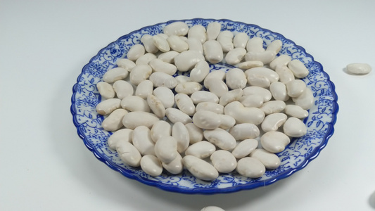 白底白色的芸豆豆子视频