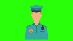 绿色屏幕警察卡通形象10秒视频