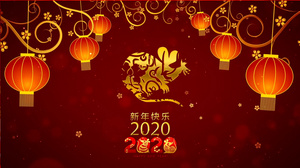 2020鼠年描边新年元旦贺年开场11秒视频