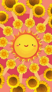 可爱动态卡通向日葵旋转背景视频视频