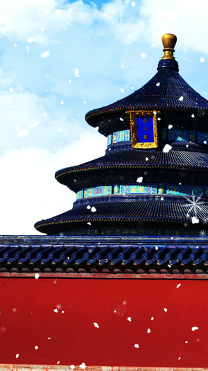 中国风天坛雪景背景视频素材唯美冬天30秒视频
