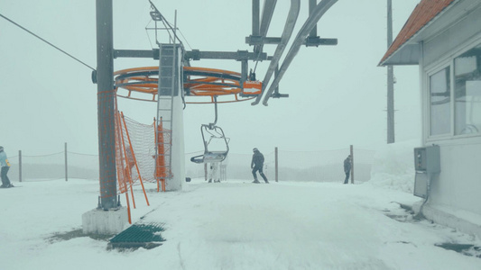 冬季运动滑雪运动场缆车视频