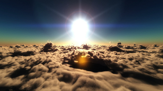 日落时在云上飞翔视频