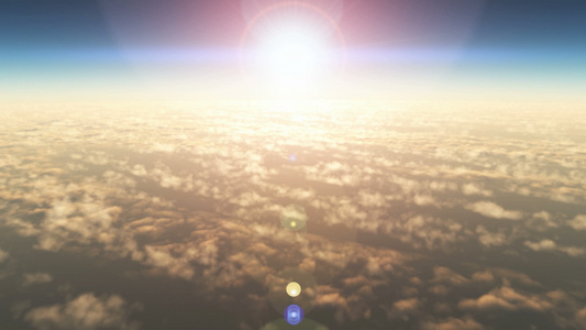 云层上飞翔,日落3D视频