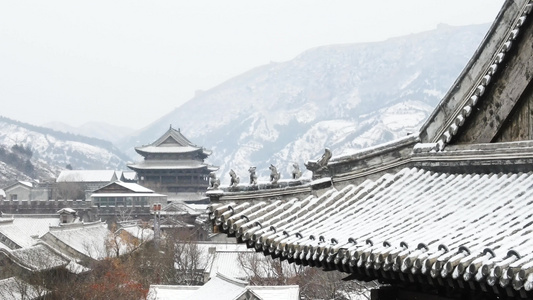 古镇雪景下雪的古镇视频