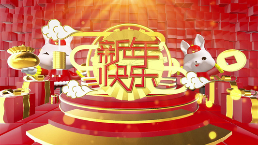 新年快乐三维春节片头AE模板视频