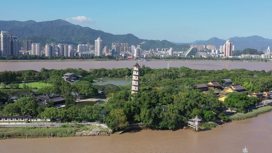 浙江温州市瓯江风光视频