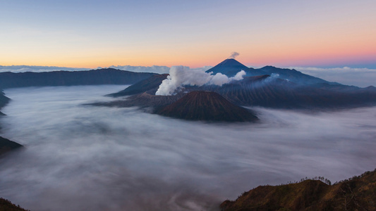 溴火山山日出标志性自然自然漂移4k时间失效地(断层)视频