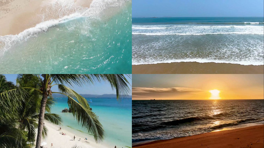 海边沙滩阳光椰子树夏日唯美风光合集[第一辑]视频