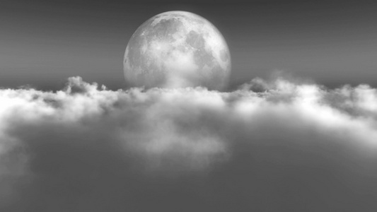 在满月的云上飞翔视频