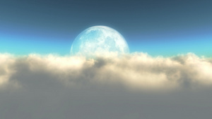 夜晚下在满月的云上向前运动16秒视频