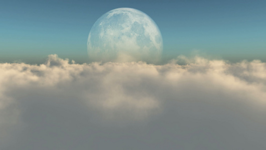 在满月的云上飞翔视频
