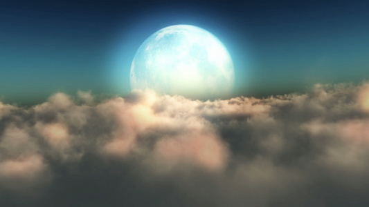 满月的云上飞翔视频