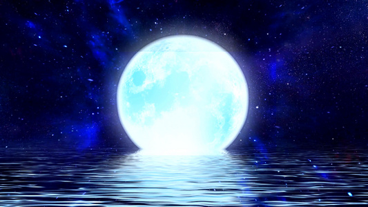 唯美梦幻星空水面月亮背景视频视频